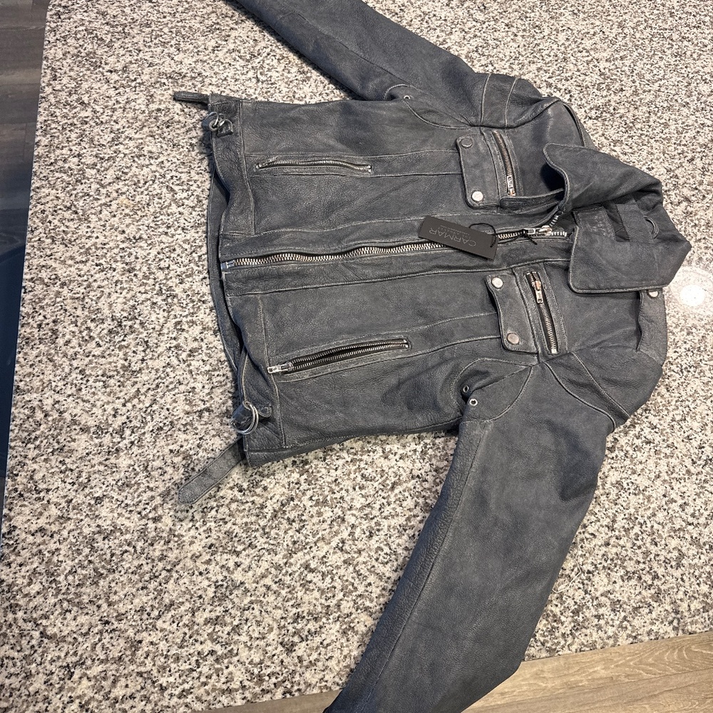 100% leather biker jacket by Carmar Denim vintage - rare !